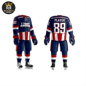เครื่องแบบทีมฮ็อกกี้น้ำแข็งงานปักลายดีไซน์ใหม่และการพิมพ์ชื่อ OEM - Product Image 1