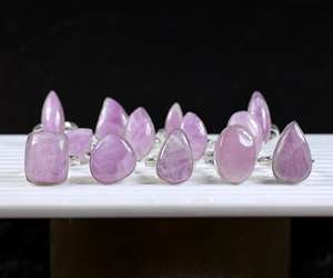 Bague Kunzite rose pour filles Cabochons en pierres précieuses naturelles pour la fabrication de bijoux en argent - Product Image 5