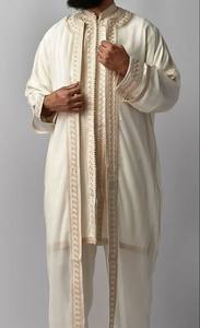 Handmade Traditional Moroccan <b>Men's</b> Silk <b>Thobes</b> Anti-Wrinkle Embroidery Customized Color Adult Size Elegant Dubai Muslim Abaya - Product Image 2