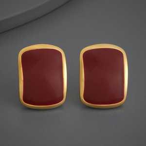 Trendy Geometric <b>Stud</b> <b>Earrings</b> 186222 Religious Shell Bezel Setting Made Zinc Alloy Stainless Steel Brass Titanium for Party - Product Image 1