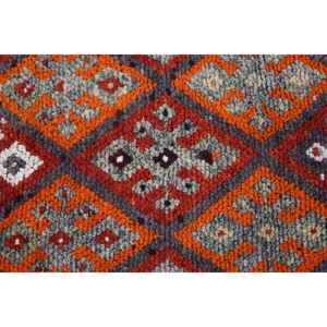 Alfombra Turca de 2.6x11.9 pies, Alfombra Vintage, Alfombra de Lana con Diseño Floral Rojo Anaranjado - Product Image 5