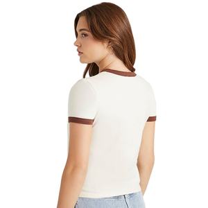 Camisetas de Moda al por Mayor OEM 2026, Camisetas de Verano para Mujer, 100% Algodón, Estilo Urbano, Corte Ajustado, Transpirables - Product Image 5