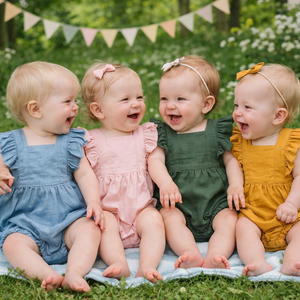 Roupas de Bebê Fofas para Meninas, Macacão de Linho e Algodão com Mangas em Camadas, Novo para o Verão de <span class=keywords><strong>2026</strong></span> - Product Image 1