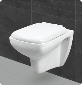 Inodoro de pared de lujo moderno con cisterna oculta en la pared y sartenes de cerámica para baño de forma cuadrada de doble descarga - Product Image 4