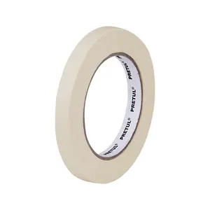 High-Temperature Polyester <b>Film</b> Masking Tape 1/2" X 50m, PRETUL Brand, Single-Sided Rubber <b>Adhesive</b>, <b>Paper</b> Backing, 0.15mm Thick - Product Image 1