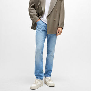 Pantalones vaqueros para hombre nuevos a la moda al por mayor, pantalones vaqueros rectos para hombre, Vaqueros elegantes, ropa de calle para hombre, ajustados blancos lavados y ajustados - Product Image 3