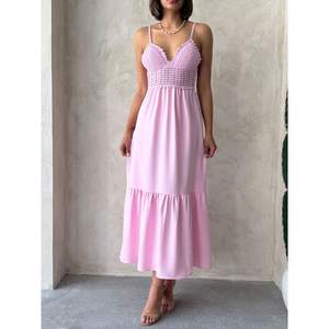 Vestido Casual de Lino con Tirantes y Cuello en V, Largo hasta el Suelo - Product Image 2