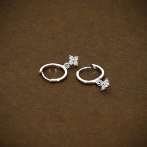 Modern Style Round VVS Lab Grown Diamond Floral Drop <b>Earrings</b> With <b>14k</b> <b>Gold</b> <b>Hoops</b> <b>Earrings</b> For Women's Minimalist Jewelry - Product Image 4