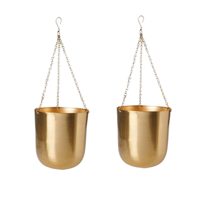 Jardinière suspendue en fer de la plus grande qualité Design attrayant Pot de fleurs suspendu de couleur cuivre et or pour Offre Spéciale - Product Image 6