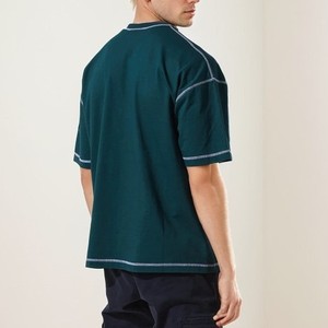 Camiseta personalizada de Algodón 100% con costuras en contraste para hombre, ropa de calle con logotipo personalizado para hombre, Camiseta de tejido inverso con hombros caídos y peso pesado - Product Image 2