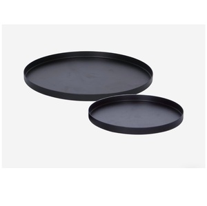 Bandeja para servir frutas y galletas de metal de forma redonda Acabado negro Bandejas para servir alimentos y bebidas hechas a mano con asa - Product Image 5