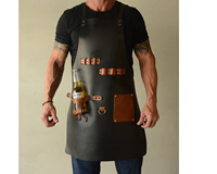 Tablier en cuir noir/marron personnalisé pour chef boucher menuisier-pour barbecue forgeron grill artisanal cuisine cadeau