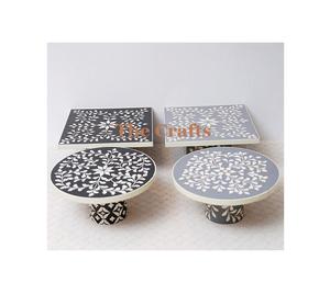 Support à gâteau au design classique avec plateau de service en bois et nacre de qualité supérieure pour la maison et l'hôtellerie - Product Image 6