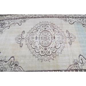 พรมวินเทจขนาด 6.1x9 ฟุต, พรมตุรกีขนาดใหญ่, พรมขนสัตว์ลายพรางสีขาว - Product Image 5