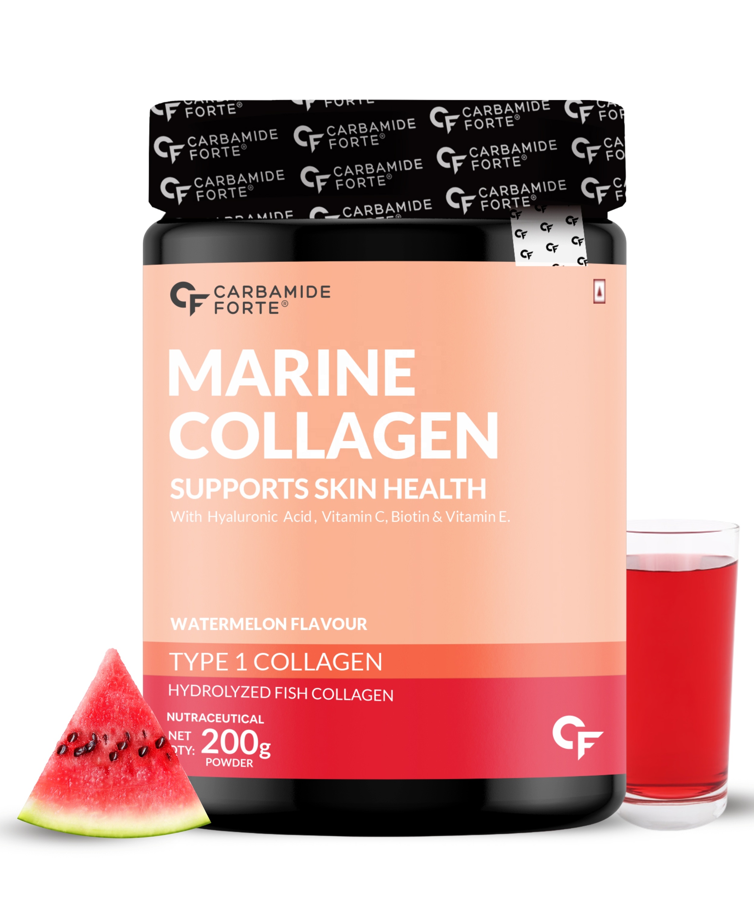 Marine Collagen Peptides Powder - Watermelon Flavor, 200g - Skin & Joint Support by NOVUS LIFE SCIENCES PRIVATE LIMITED