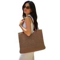 Bolso de Hombro Tejido para Mujer con Correa de Cuero, Bolso Tote Casual Elegante, Bolso de Ganchillo a la Moda, Bolso Tejido para Uso Diario