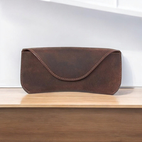 Vente en gros Prix d'usine Marque personnalisée Étui à lunettes en cuir marron véritable Porte-lunettes de protection Cadeau parfait approuvé par la FBA