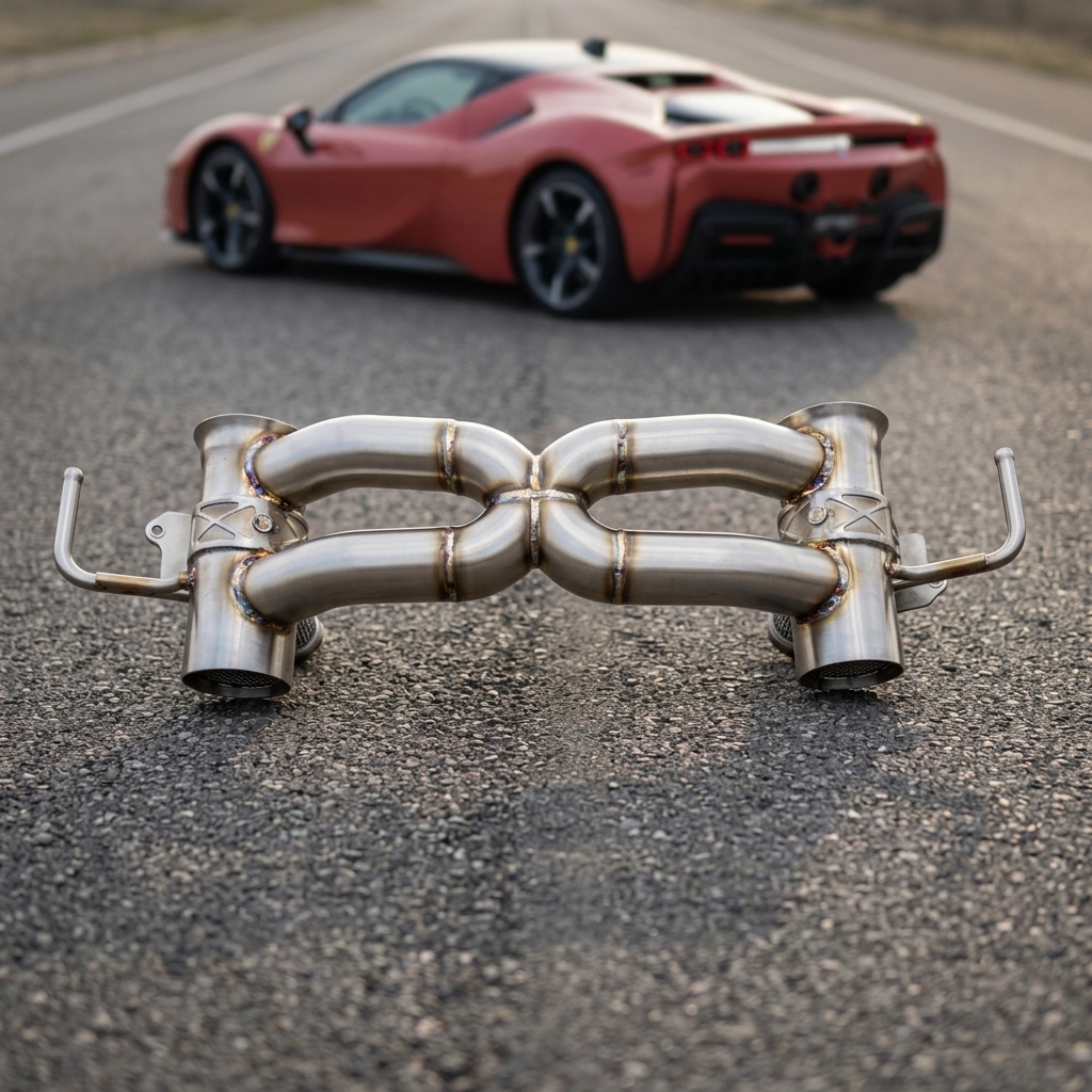 VantaFlow Stainless Steel 304 Mirror Polished Performance Axle Exhaust System With OEM Valve for Ferrari SF90 4.0T V8 2019+