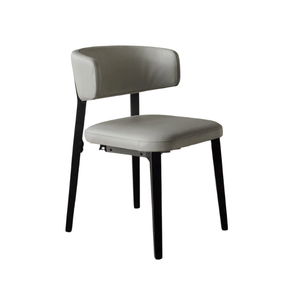 Chaises de salle à manger tapissées grises élégantes avec cadres en bois noir - Product Image 1