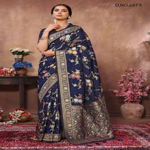 Sari le plus vendu, imprimé à la main, bordure brodée, pour femme, séchage rapide, toutes saisons, idéal pour les tenues de soirée modernes - Product Image 3