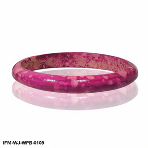 Handmade <b>Wooden</b> Painted <b>Bangle</b> Vibrant Pink & Magenta Floral Resin Finish Bracelet Bohemian Lightweight Wood Jewelry for Women - Product Image 1