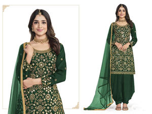 ผ้าจอร์เจียเทียมหนักพร้อมเสื้อปักลายลำดับหนา-ชุดซาร่าและ dupatta เย็บอย่างเต็มที่พร้อมที่จะสวมใส่ - Product Image 2