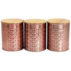 <b>Tea</b> Coffee Sugar Canisters Set With Bamboo Lid Wholesale Supply <b>Large</b> <b>Pots</b> Metal Beautiful Canister Jar Accent Color - Product Image 2
