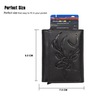 Porte-cartes en cuir véritable argenté pour hommes porte-cartes de visite à deux volets, mince et bloquant la RFID, courte longueur, utilisation au bureau, satin - Product Image 6