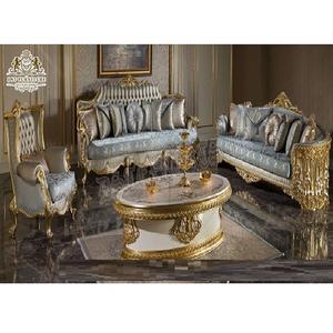 Juego de sofás clásicos de madera maciza para sala de estar, conjunto de sofás de madera de teca tallada a mano europea, Set de sala de estar principal de Majestic, 8 plazas - Product Image 1