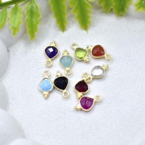 Mix Gemstoe Heart <b>Pendant</b> Handmade Bezel Set Three Rawa Style Tiny Charm Faceted Gemstone Birthstone Jewelry - Product Image 6