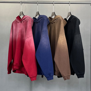 เสื้อฮู้ดดี้ผู้ชายทรงโอเวอร์ไซส์ ล้างสีแบบแอซิด ซิปหน้า ผ้าฝ้ายฟลีซหนานุ่ม ใส่ได้ในฤดูหนาว สไตล์วินเทจ สตรีทแวร์ ไซส์พลัส - Product Image 1