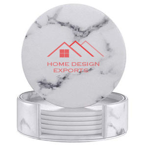 Home Hotels Nasting Table Decor Use at Wholesale Price <b>White</b> Italian Set of 4 Marble <b>Coasters</b> - Product Image 5