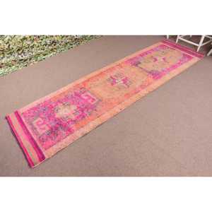 3x10.7 ft Herki Turkish Rug Eco-Friendly Traditional Pink Patchwork Latex Backing Wool Medium Pile <b>Hand</b> <b>Wash</b> - Product Image 2