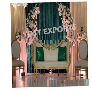 ชุดโซฟาเวทีงานแต่งงานแบบคู่สีขาวและสีทองทันสมัยชุดโซฟาคิงไซส์สำหรับเจ้าสาว - Product Image 6