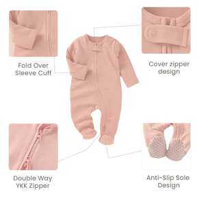 Barboteuse pour bébé en coton biologique avec pied et fermeture éclair Conception confortable pour tout-petits garçons Approvisionnement en vrac économique - Product Image 5