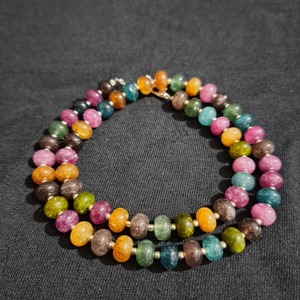 Collar de Turmalina con Cuentas de 8mm, Cuentas Redondas Lisas, Gema Multicolor, Gargantilla Plateada, Joyería Hecha a Mano, Regalo para Ella, Boda - Product Image 2