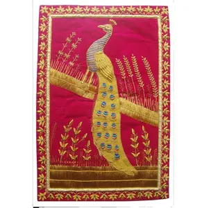 Zari Hand Embroidered Arabic Praying Wall Hanging Handcrafted Wall Carpet