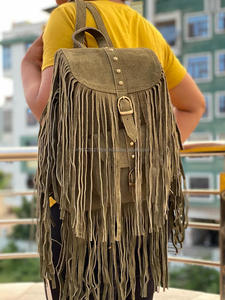 Mochila de cuero con flecos para mujer, elegante mochila de estudiante universitario, de cuero - Product Image 5