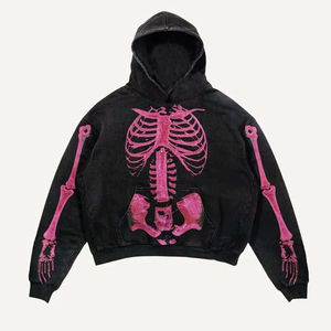 Sudadera con capucha extragrande con gráficos Y2K para hombre y mujer, de manga larga, térmica, de punto, con estampados de huesos, estilo hip hop, desgastada, para invierno - Product Image 4