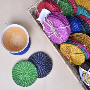 Posavasos y mantel individual de jacinto de agua tejido a mano ecológico, encanto rústico sostenible para mesas de comedor y café - Product Image 2