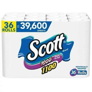Papier hygiénique non parfumé Scott 1100, 1 pli (36 rouleaux = 1100 feuilles par rouleau)-Papier hygiénique emballé individuellement - Product Image 3
