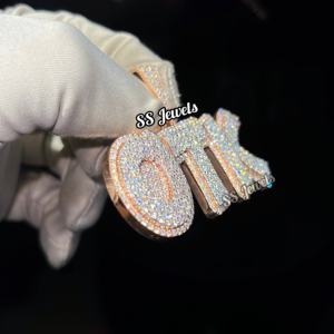 Collar con nombre inicial personalizado, colgante cursivo de hip hop helado en oro plateado o diamante de moissanita, regalo personalizado para ella - Product Image 3