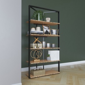 BFKS008-Foldable 84x30x160cm Decorative Shelf Made Bamboo Wood Iron <b>Frame</b> <b>Floating</b> Pattern for Home Office Living Decoration - Product Image 3