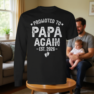 2026 Est. Maglietta a maniche lunghe Promoted to Papa per futuri papà - Product Image 3