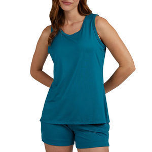 Haute qualité 100% coton Jersey débardeurs pour femmes couleur unie vêtements de sport d'été grande taille avant côté fente Racerback vêtements de sport - Product Image 1