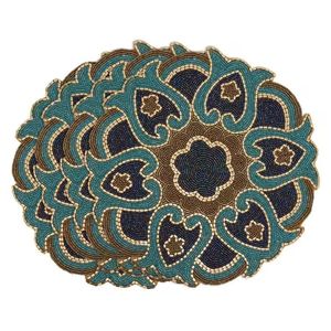 Napperons de table en perles de verre floral antique Tapis de salle à manger de luxe multicolores avec tapis de table personnalisables au design indien élégant - Product Image 3