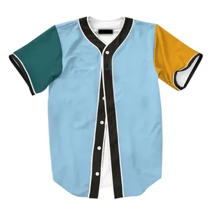 定制棒球空白平扣运动衫，适用于运动服/舒适升华半袖棒球运动衫