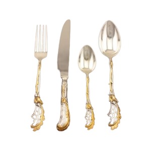 Juego de cubiertos de acero inoxidable con acabado Chapado en Color plateado, 4 cubiertos para cocina, mesa, comedor, cafetería, fiesta en casa, uso con mango de Metal - Product Image 2