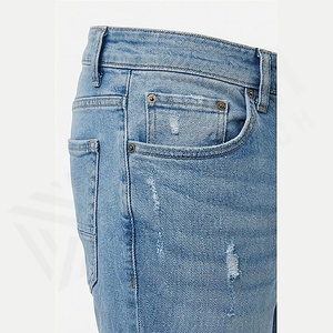 Pantalones Cargo de Mezclilla Rotos de Diseño de Moda, Estilo Urbano Vintage, Corte Regular, Cintura Media, Transpirables, para Hombre, Venta al por Mayor, Personalizados - Product Image 5
