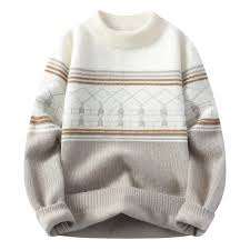 Pull en tricot jacquard uni pour homme, manches longues, hiver, dernier design 2025, service OEM, personnalisé, devant 100% coton - Product Image 2